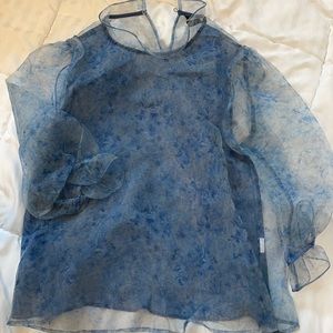 Zara blue sheer blouse